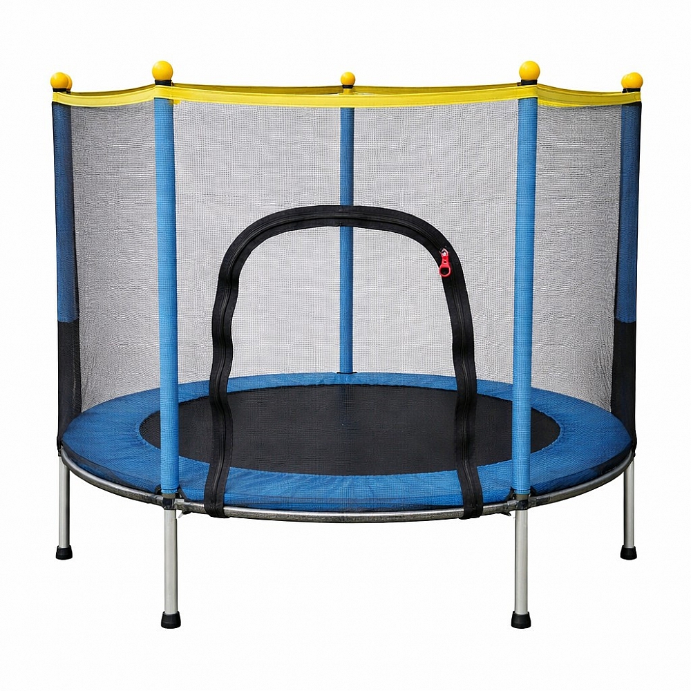 Батут дитячий 140 см Fitonix із захисною сіткою + 6 опорних ніжок Blue