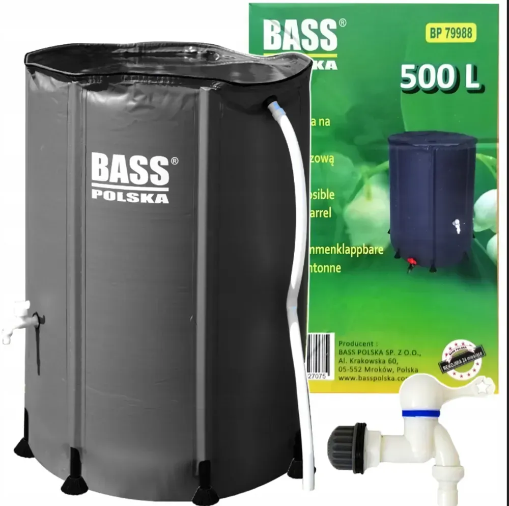 Бочка для дощової води 500 л Bass Polska BH 79988, сіра