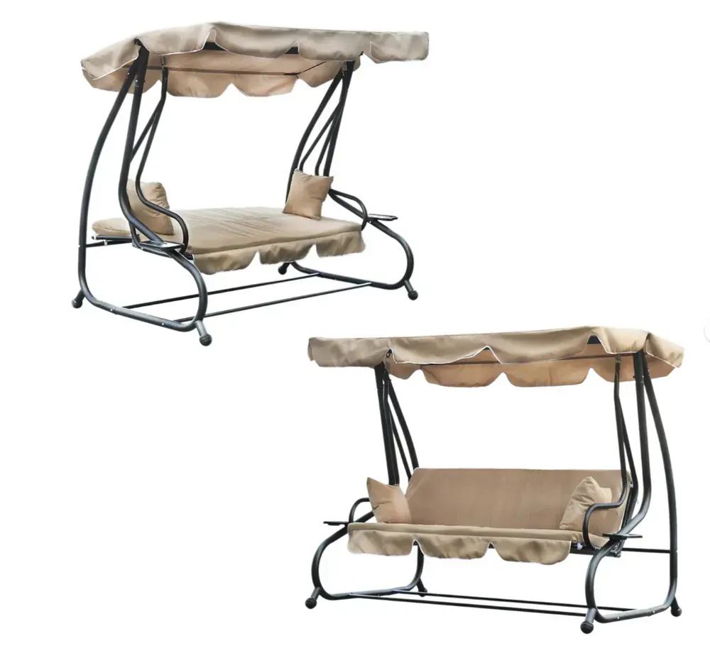 Гойдалка садова з навісом 210x120x170 см GardenLine KRE0759, бежева