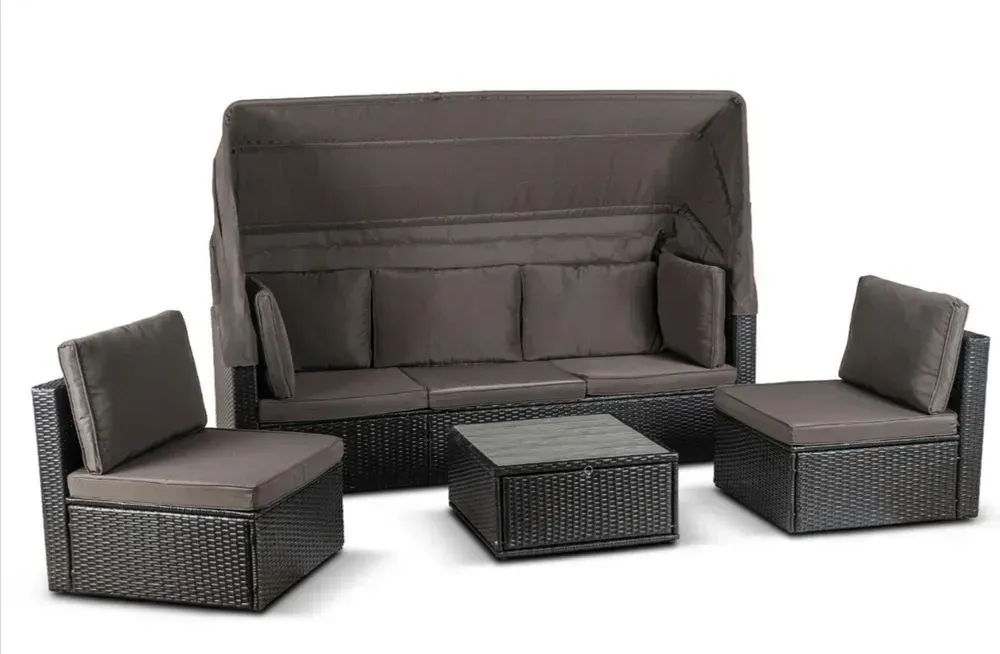 Комплект садових меблів MEBEL ELITE CALIENTE чорний/коричневий ME.CALIENTE/CZ/RT/OGR/ZES