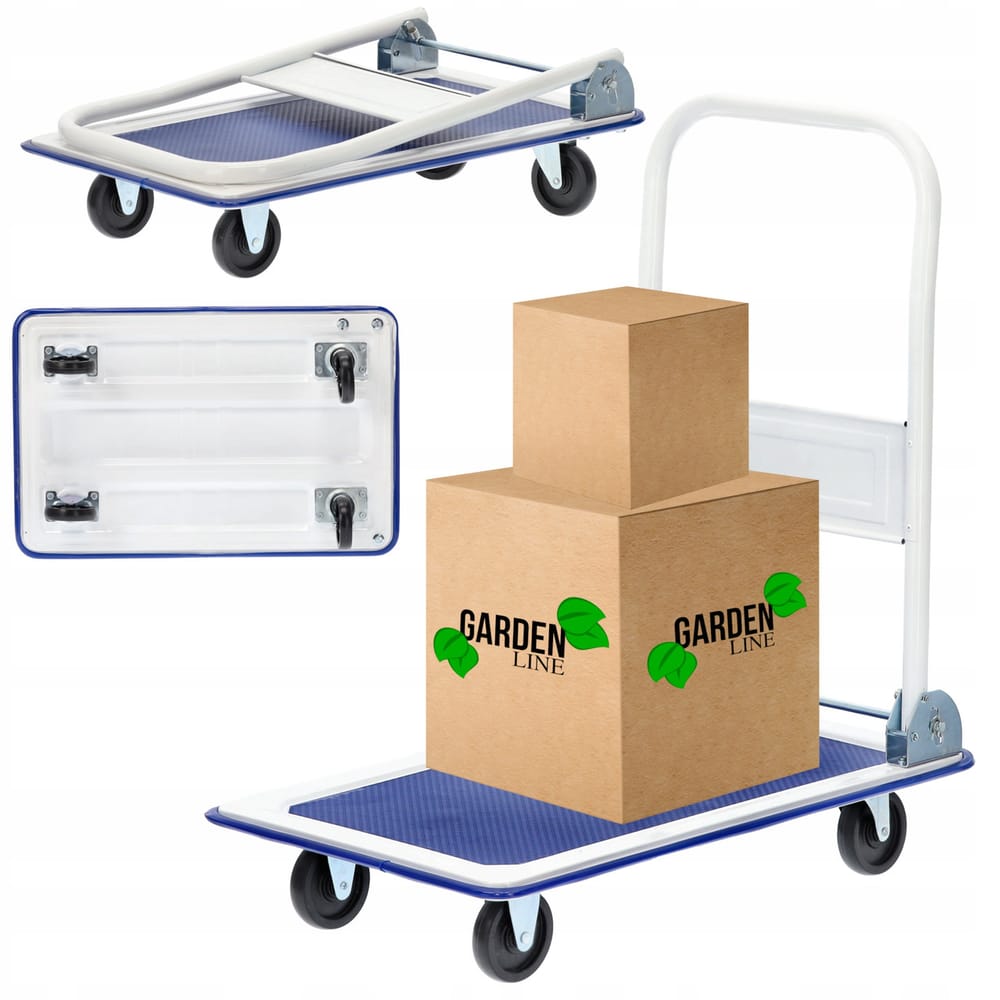 Платформний візок вантажний Garden Line (73 × 47 × 83 см) зі складною ручкою | вантажопідйомність - 150 кг (Польща)