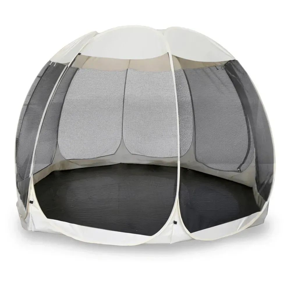 Садова альтанка MEBEL ELITE CAMA 354 см бежева/чорна — павільйон для саду, тераси та зони відпочинку