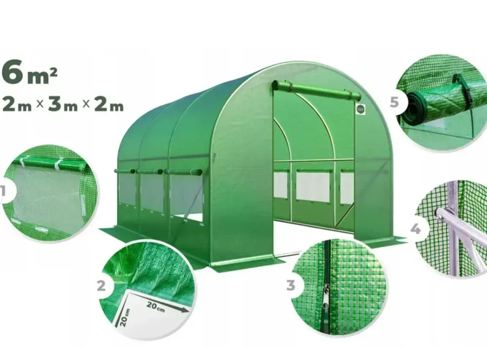 Садова плівка Ekspand для теплиці 6 м², 2×3×2 м, зелена, модель FT-2X3X2-Z – надійний захист для рослин