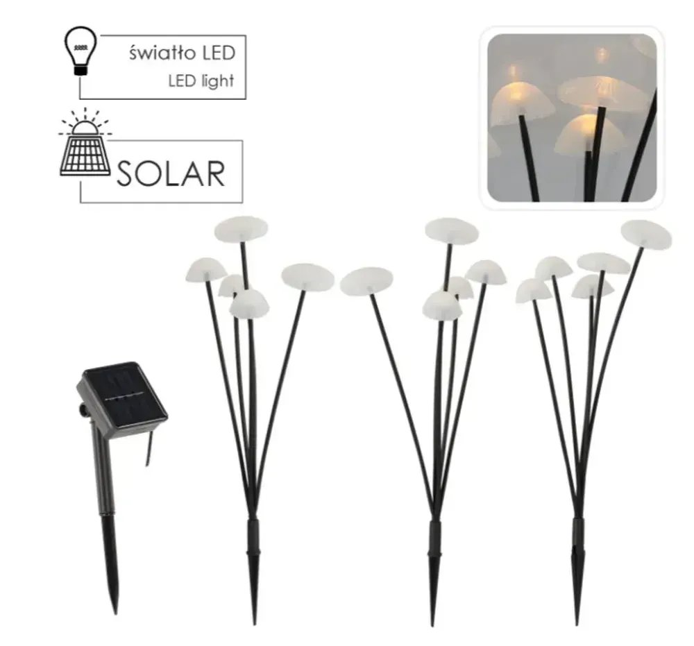 Садові світильники на сонячній батареї 43 см Грибочки, 15 LED GardenLine SOL6100