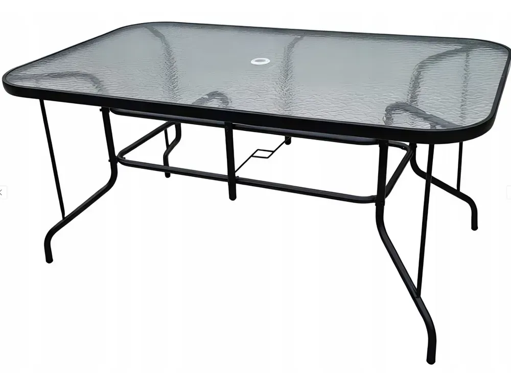 Садовий стіл  Ekspand 150x90 см SO-S-1-YLGT-005A  з отвіром під парасолю — міцний прямокутний стіл для саду та тераси