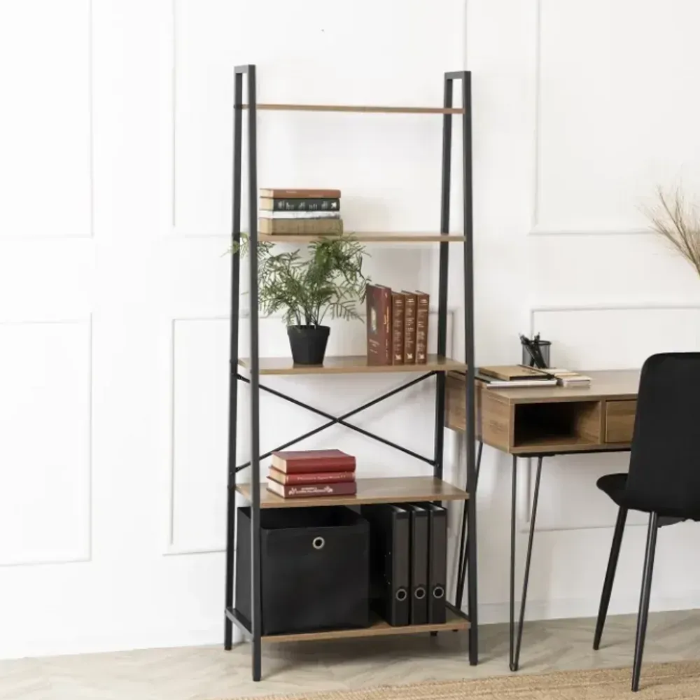 Стелаж лофт 164х64х34 см MEBEL ELITE ERVA, горіх/чорний