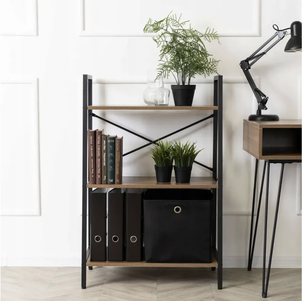 Стелаж лофт 97х64х31 см MEBEL ELITE VIOR, горіх/чорний