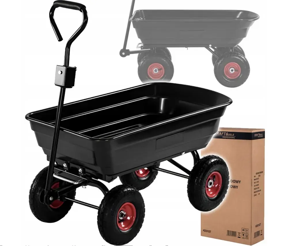 Візок садовий самоскидний 300 кг Kraft&Dele KD3127, чорний