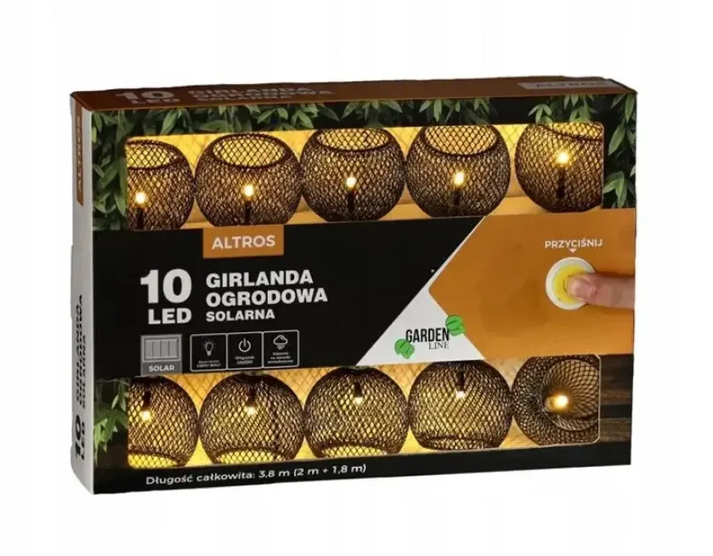 Вулична гірлянда на сонячній батареї 3,8 м 10 LED Garden Line SOL3651