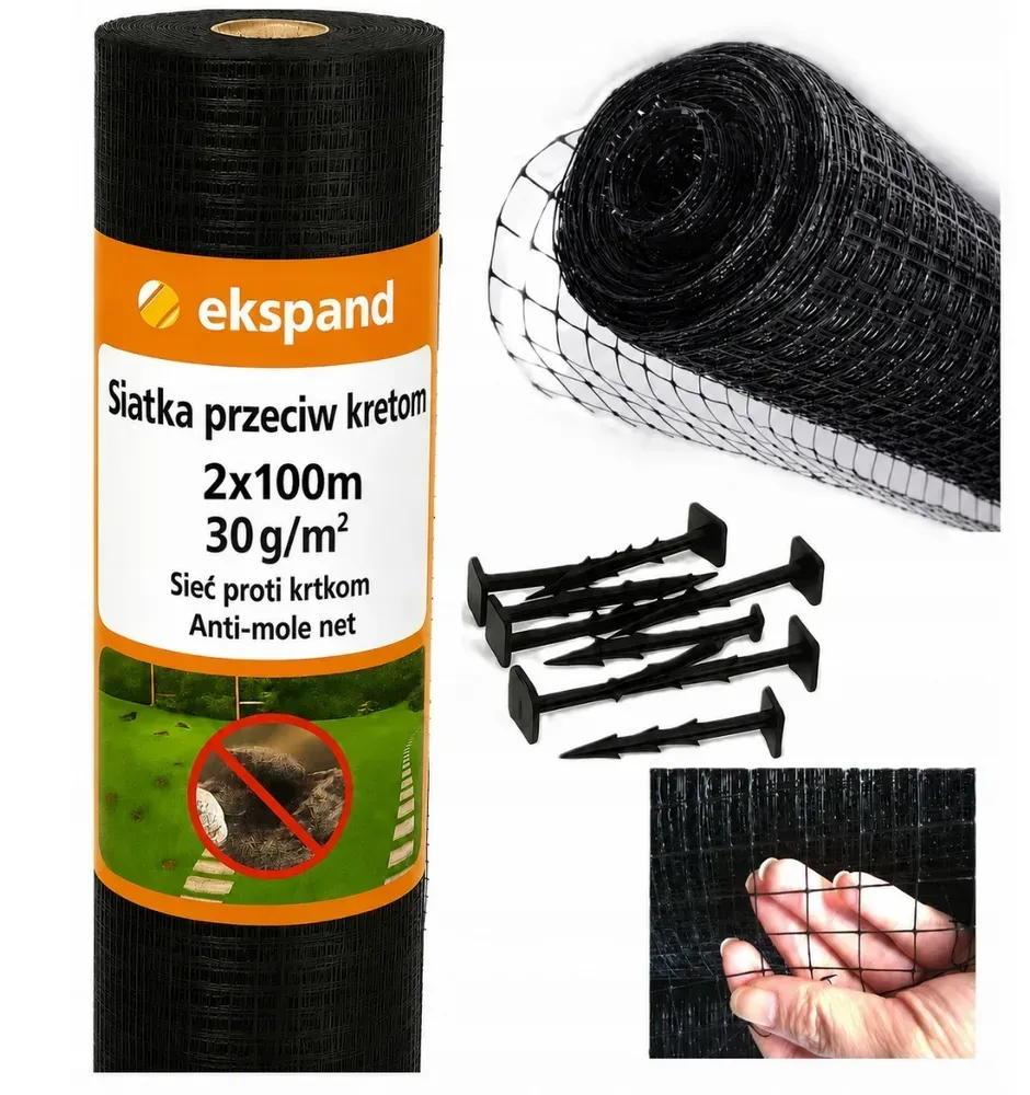 Захисна сітка від кротів та гризунів 2х100 м 30 г/м² Ekspand KRETY-2X100-30G для саду та газону
